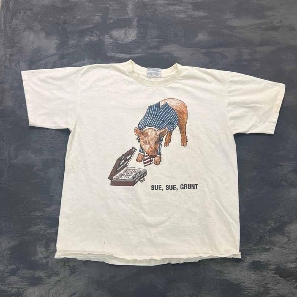 Vintage‎ Joe Boxer Shirt Mens XL White 1990s Sue Sue Grunt